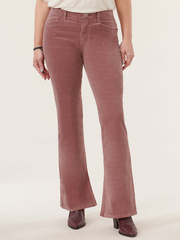 Rose Taupe Corduroy High Rise Inseam Slit Itty Bitty More Boot Pant